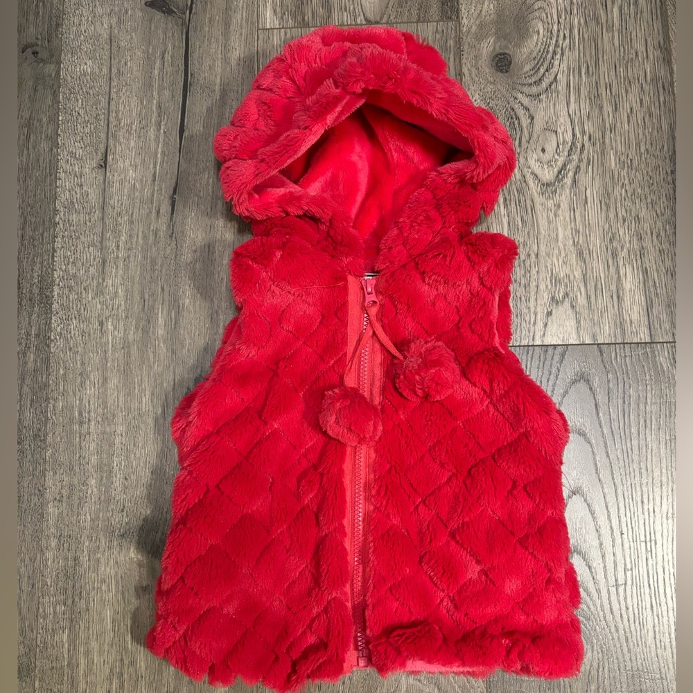 American Widgeon girls faux fur pink vest